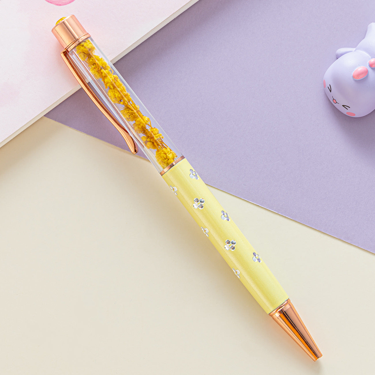 Ballpoint Pen Metal Dried Flower Gel Pen HongD002