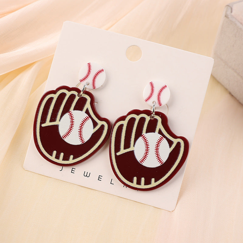 Alloy Love Baseball Earrings (Minimo de Compra 3) MIC-YouY032