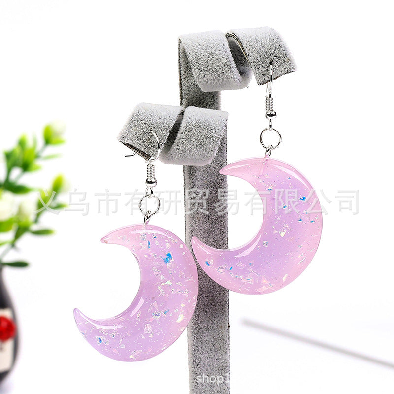 Resin Gradient Moon Earrings (Minimo de Compra 2) MIC-YouY001