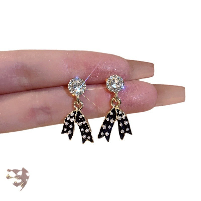 Alloy black bow earrings MYA-DongJ006