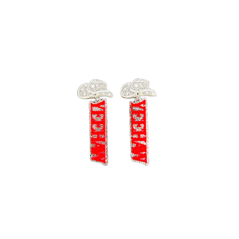 Acrylic Western Denim YEEHAW Earrings MYA-XueP087