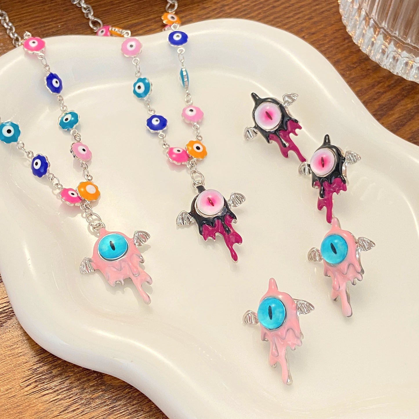 Alloy monster beaded earrings MIC-YiY010