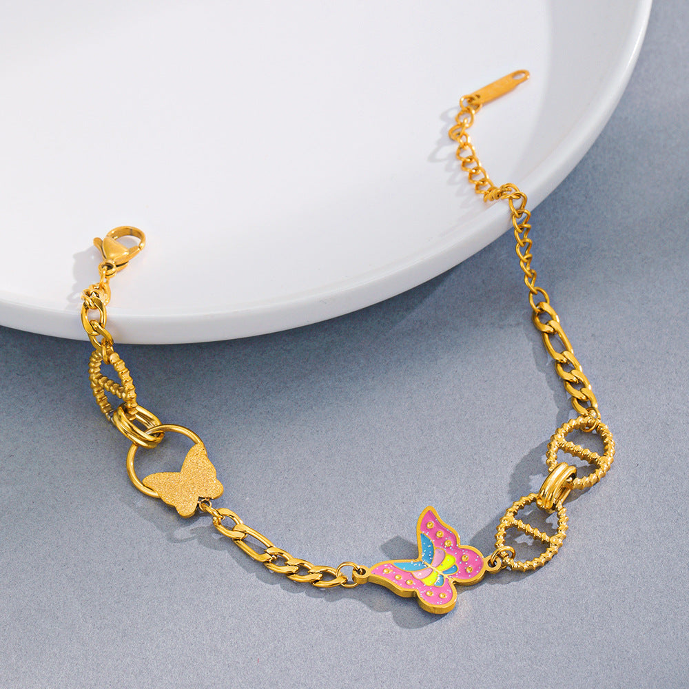 Stainless Steel Gold Plated Butterfly Bracelet （Minimo de compra 2） MIC-chenH018