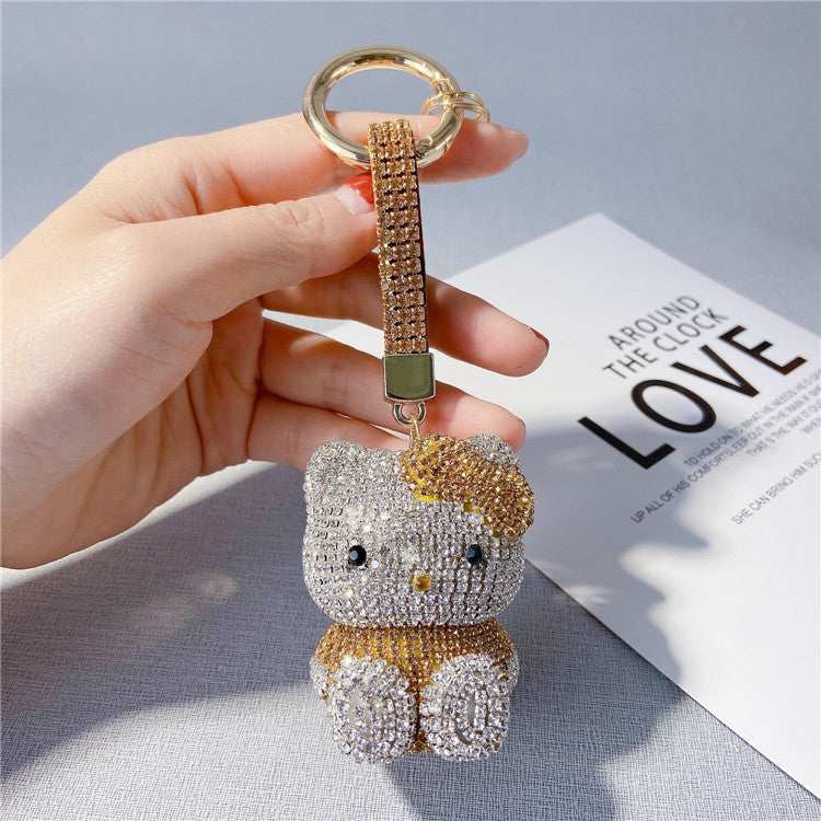 Diamond cartoon cat doll keychain  （Minimo de compra 2） MYA-LianX005