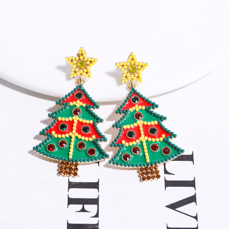 Alloy Christmas Tree Bell Earrings (Minimo de Compra 2) MIC-DWKM005