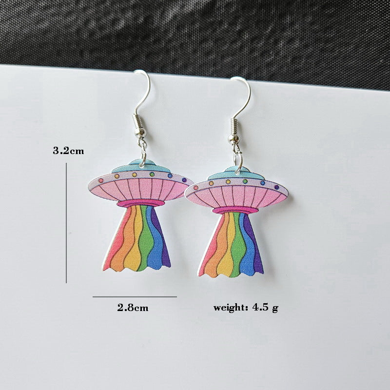 Acrylic Seven Color Rainbow Earrings MYA-XueP082