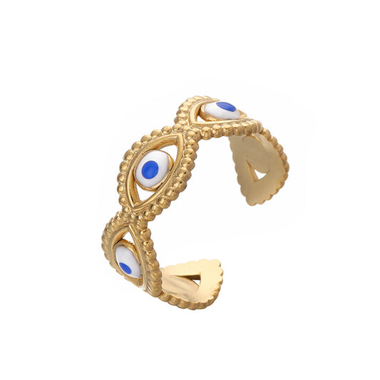 Gold Plated Stainless Steel Eye Ring （Minimo de compra 3）MIC-JieY007