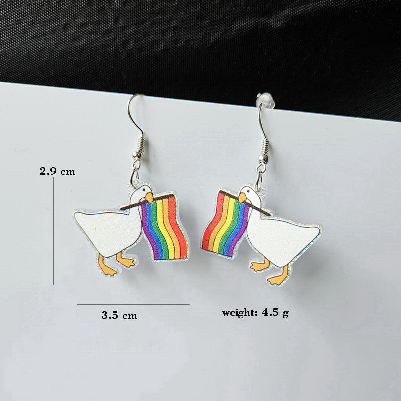 Acrylic Seven Color Rainbow Earrings MYA-XueP082