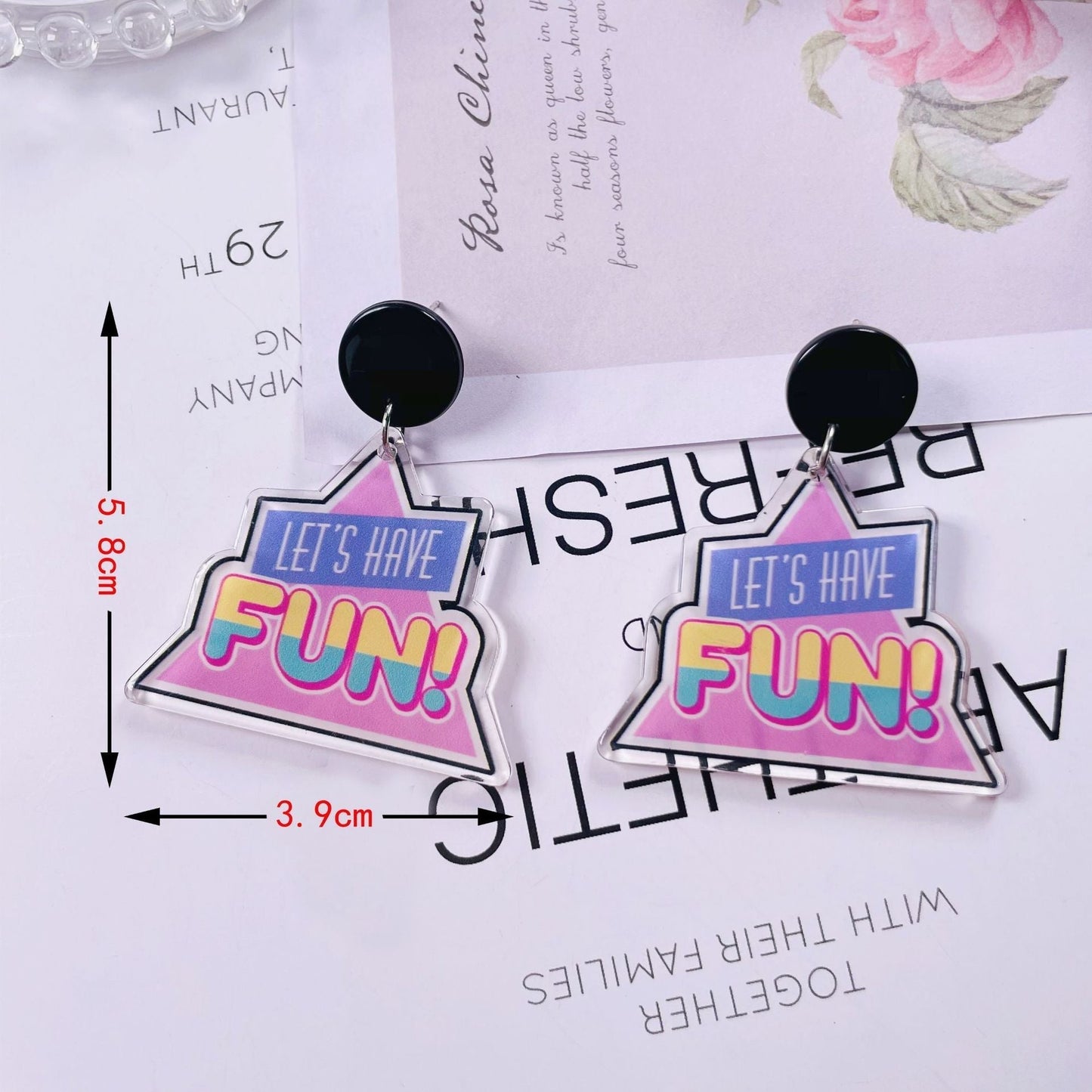 acrylic fun graffiti transparent acrylic flower earrings Minimo de compra 2 jiayi006