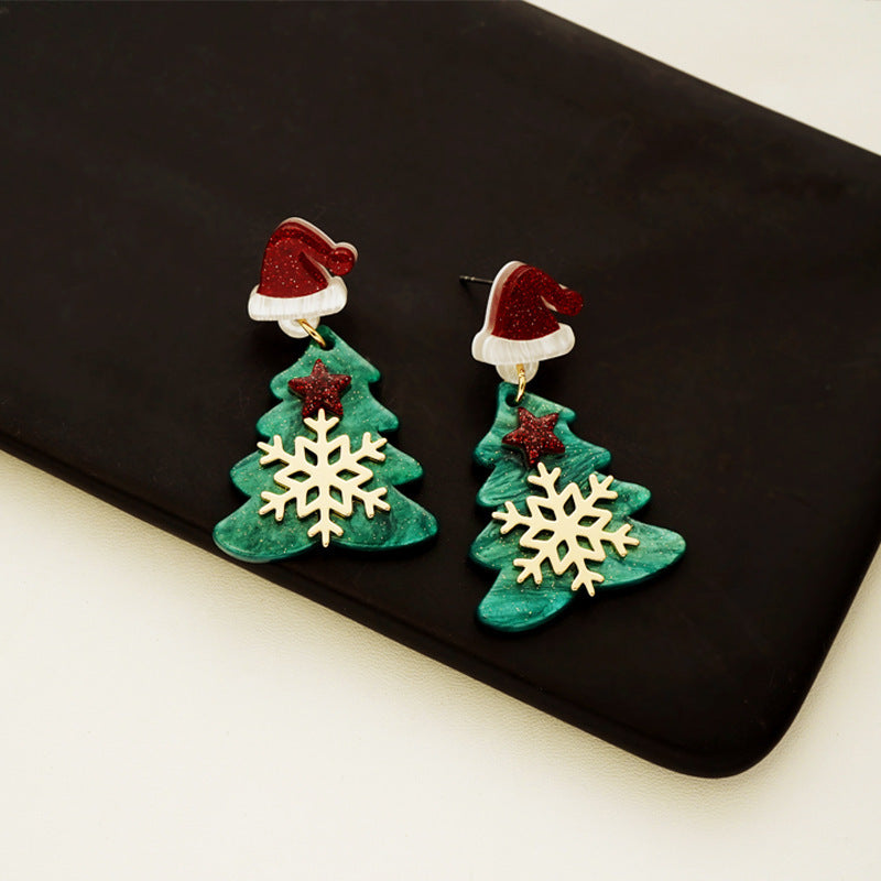 Alloy Christmas Tree Snowflake Earrings (Minimo de Compra 2) MIC-PingH040