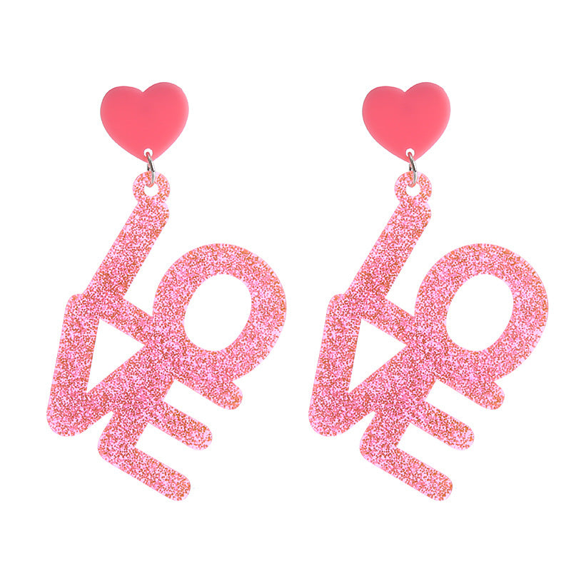 Acrylic Red Love Earrings (Minimo de Compra 2) MIC-ChouT041