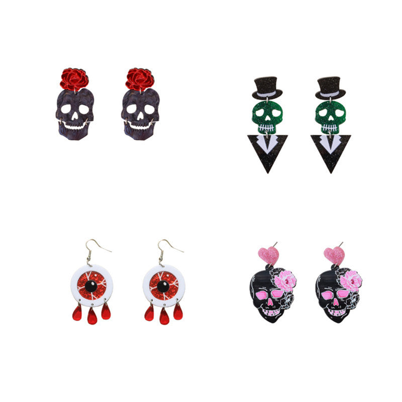 Acrylic Pumpkin Skeleton Ghost Earrings (Minimo de Compra 2) MIC-ChouT039