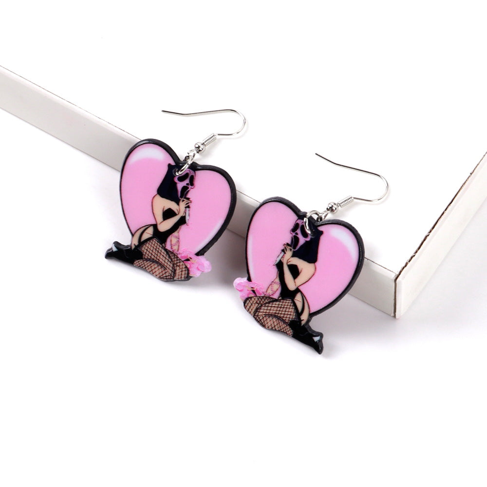 Acrylic sexy girl mermaid earrings MIC-ChouD022