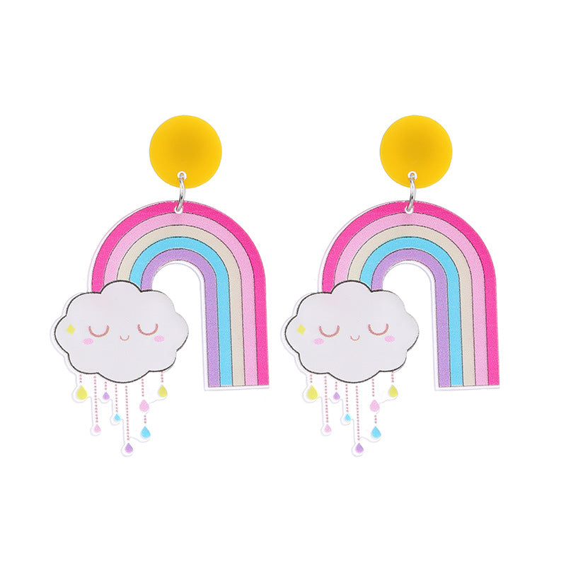 Acrylic Rainbow Cloud Earrings MIC-KaiQ001