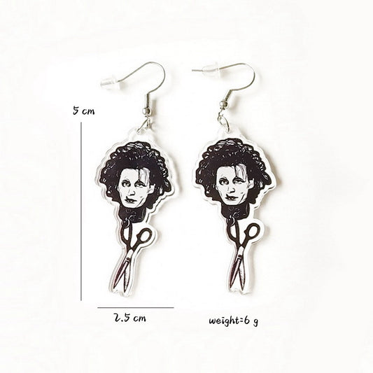 Acrylic Scissor Hand Edward Earrings MYA-XueP090