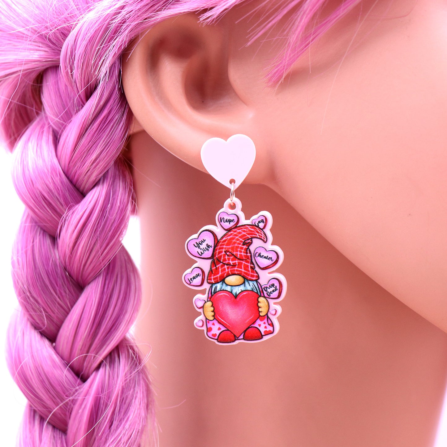 Acrylic Dwarf Heart Earrings (Minimo de compra 5) MIC-XiaoY073