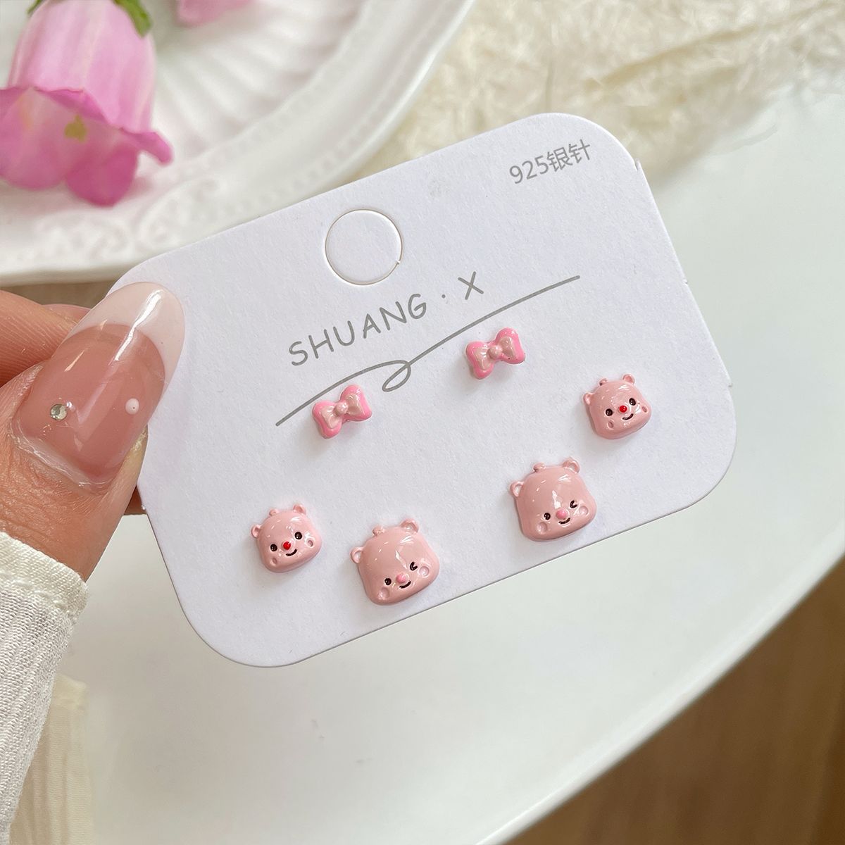 Alloy small fresh cartoon three piece earring set MIC-ShuangX048