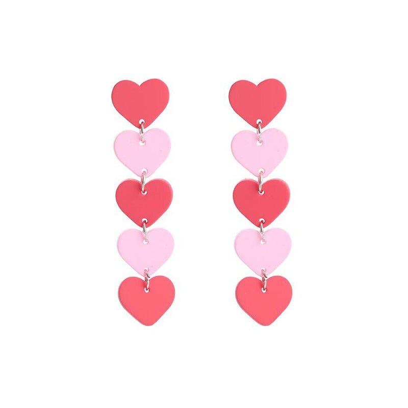 Acrylic pink sequin love letter earrings (Minimo de Compra 2) MIC-QingM019