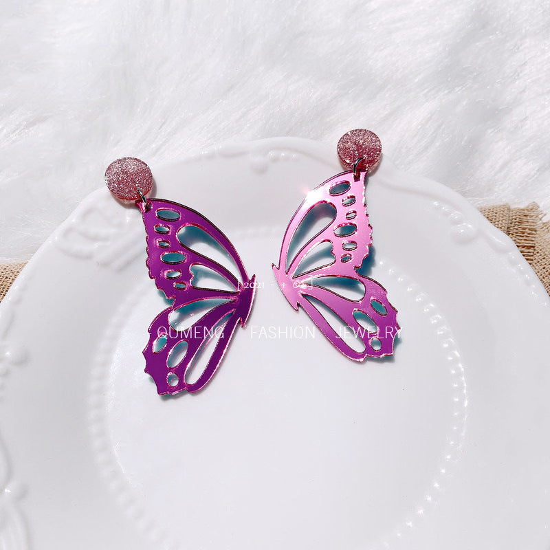 Alloy acrylic separated butterfly wing earrings MIC-OuG110