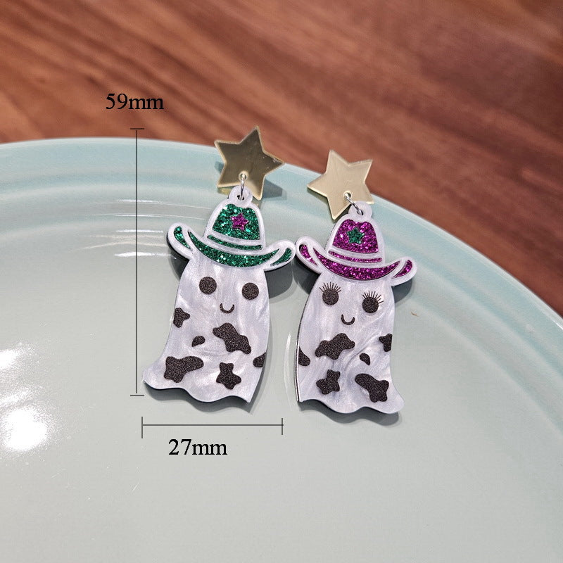 Acrylic Cute Western Cowboy Earrings MIC-XueP168