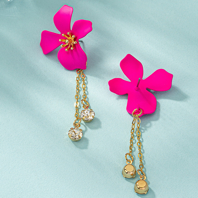 Acrylic candy colored exaggerated flower earrings MIC-AYN025