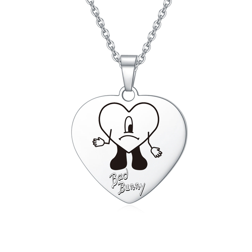 Necklace Stainless Steel Corrosion Drop Oil Heart Shape Minimo de compra 2 (F) XiM003