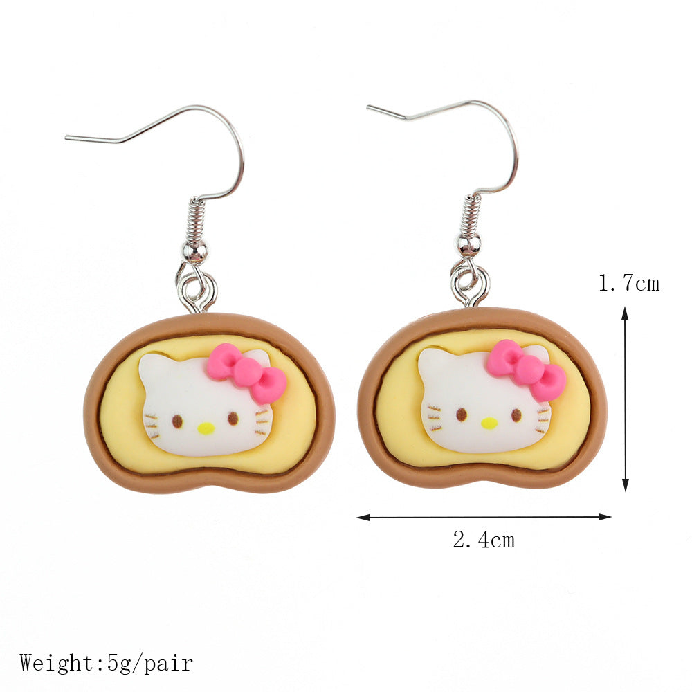 Resin Earrings Cute Cartoon Bear Kitty Kitten (S) niqing026