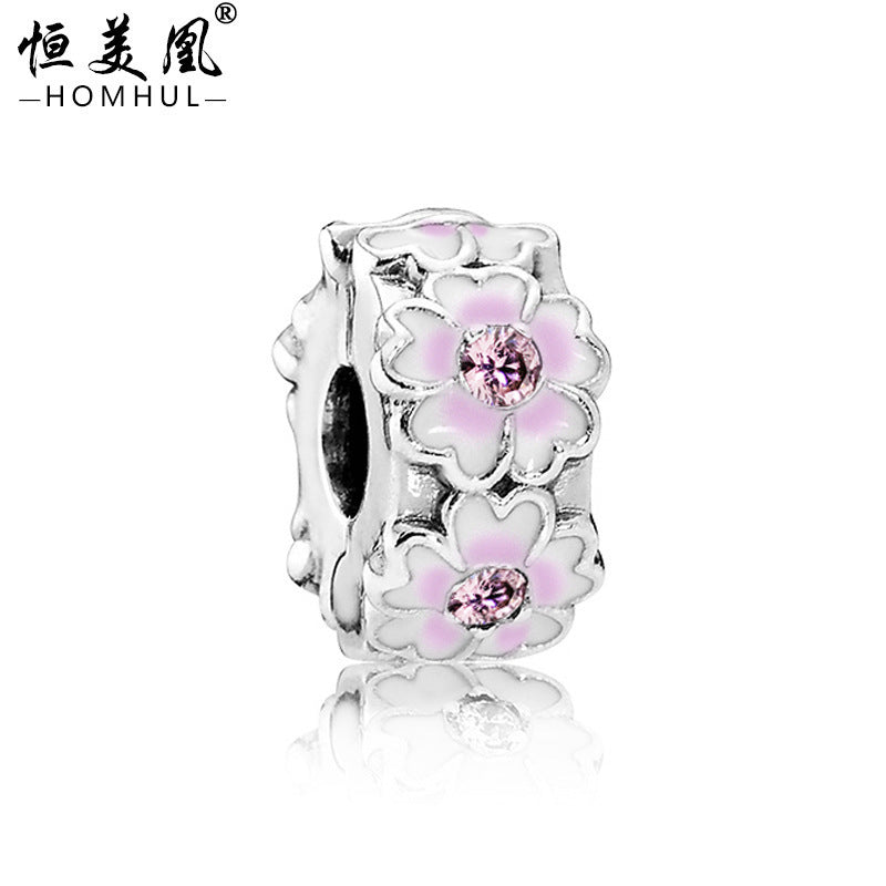 Peach Blossom Lacquer Alloy Beaded Bracelet Accessories JiaR006