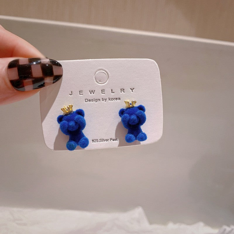 Flocking New Crown Bear Earrings (Minimo de Compra 2) MIC-YouX009