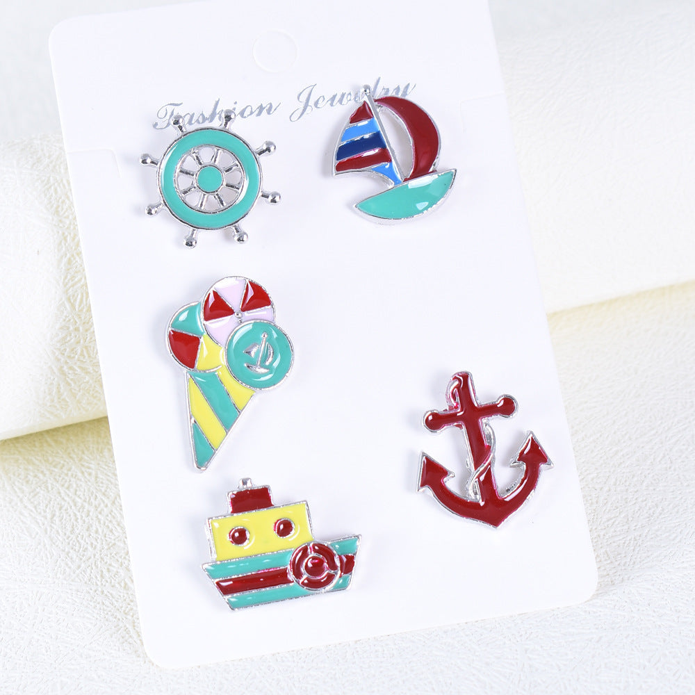 Alloy sailboat brooch MIC-LanT007