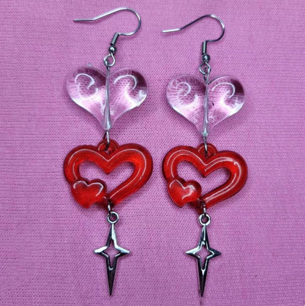 Resin transparent heart hollow earrings MIC-YuX007