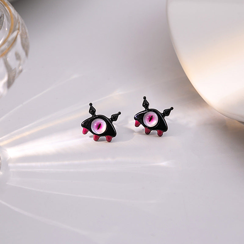 Alloy cartoon oil dripping cat's eye stone earrings MIC-MDD161