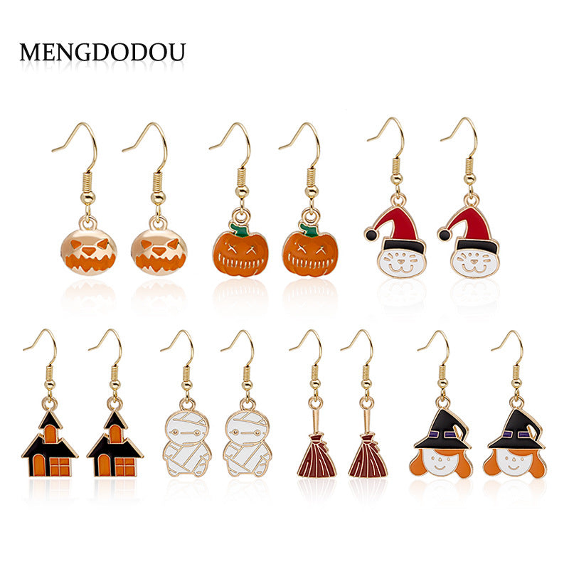 Acrylic Halloween Pumpkin Ghost Earrings MIC-MDD047