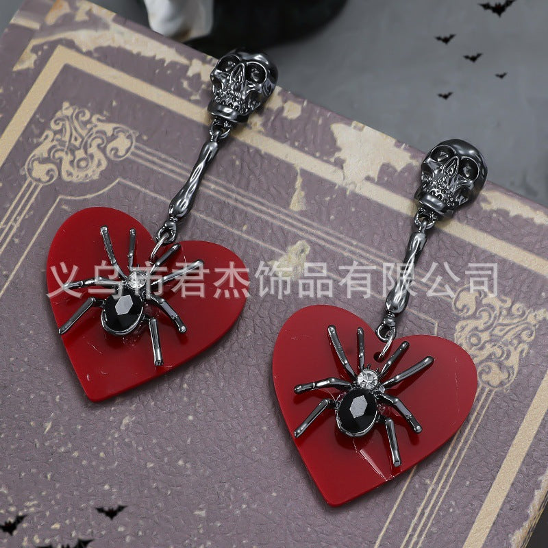 Alloy Dark Wind Spider Skull Earrings MYA-JunJ012