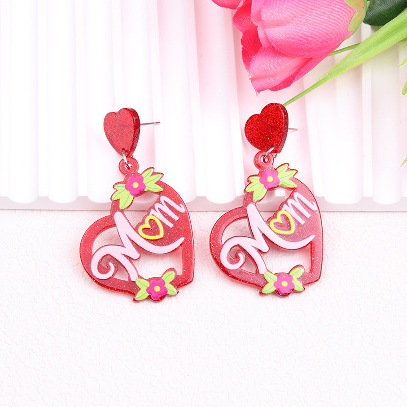 Acrylic hollow red heart earrings MYA-DuA085