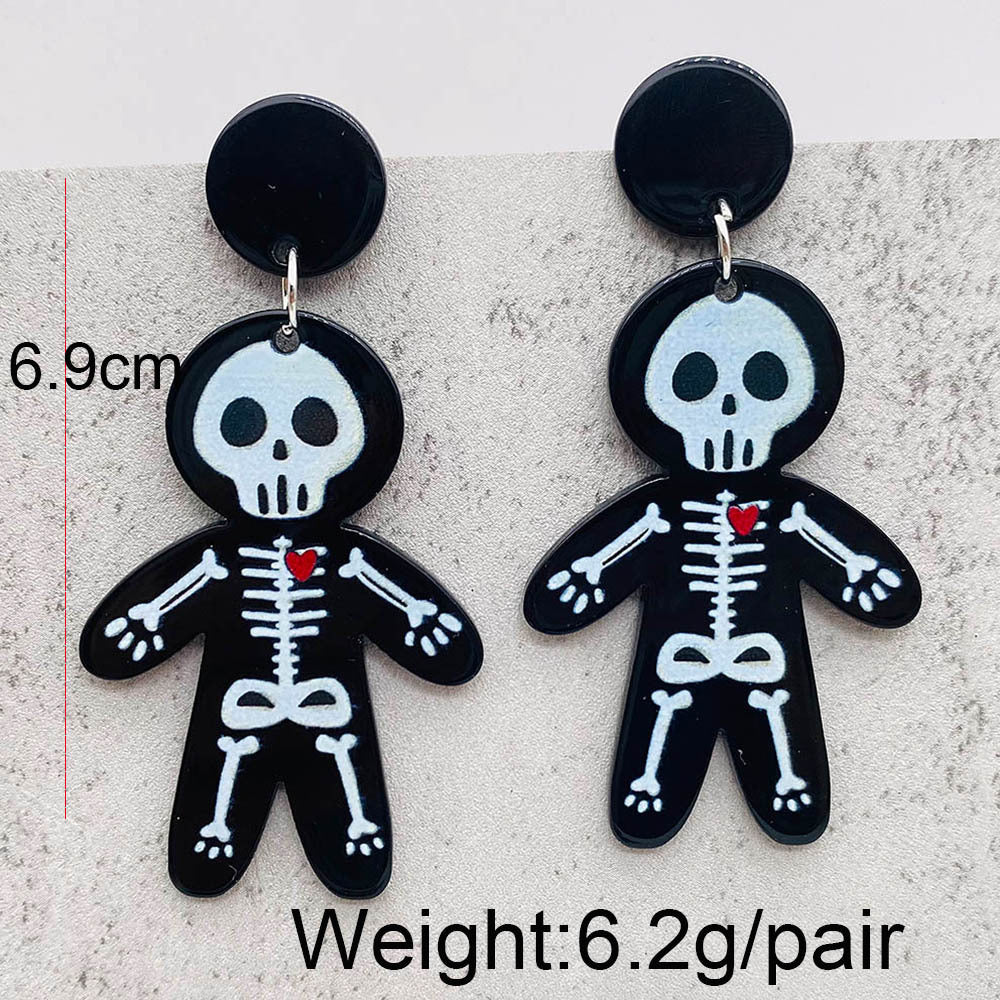 Acrylic Halloween Ghost Skull Earrings (Minimo de Compra 2) MIC-ChenY016