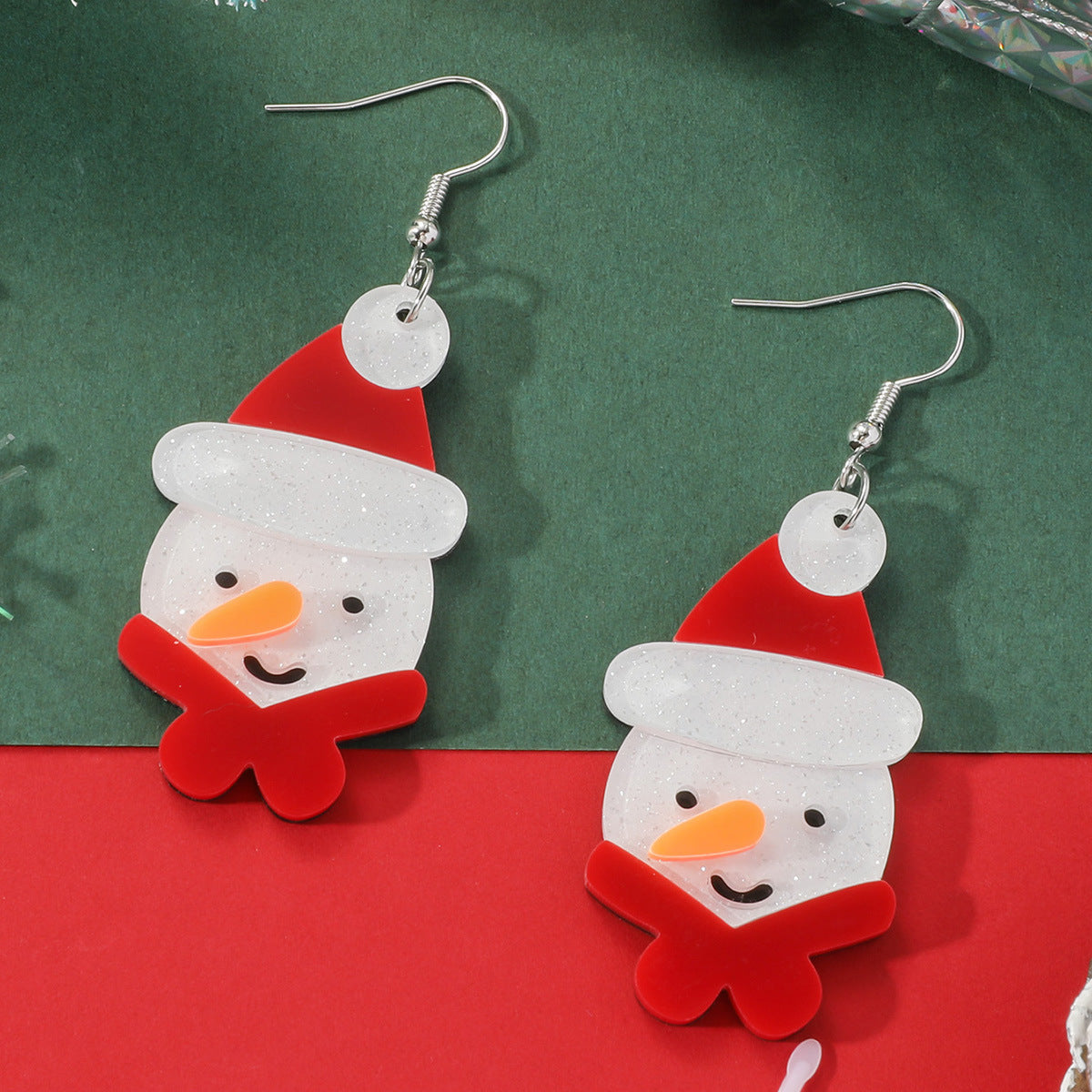 Acrylic Christmas Santa Claus Earrings MIC-JunJ024