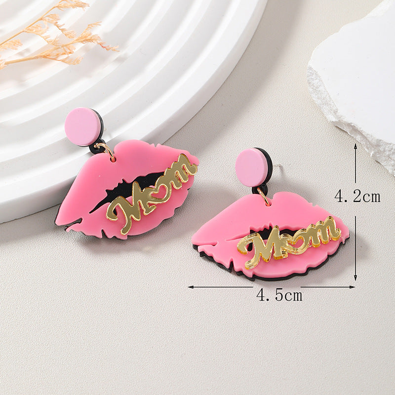 Acrylic Pink Lip Earrings (Minimo de Compra 3) MIC-HaoC003