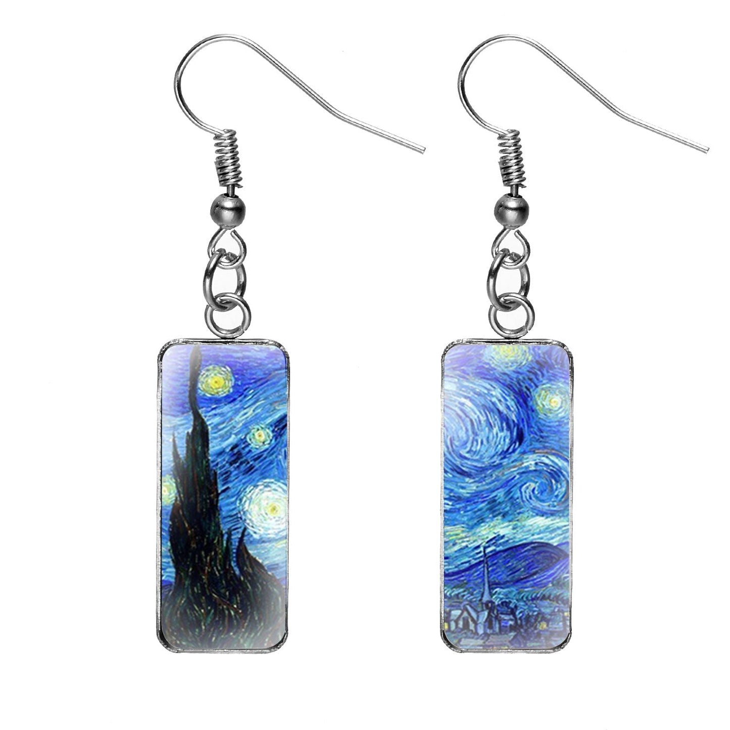 Earrings Stainless Steel Oil Painting Rectangle Pendant SongX042