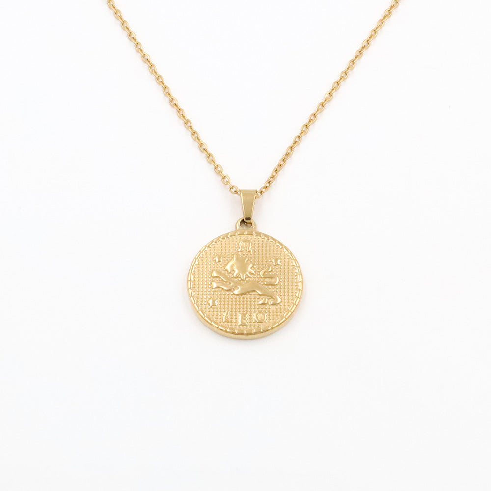 Stainless steel gold-plated twelve zodiac necklace MYA-XuanJ042