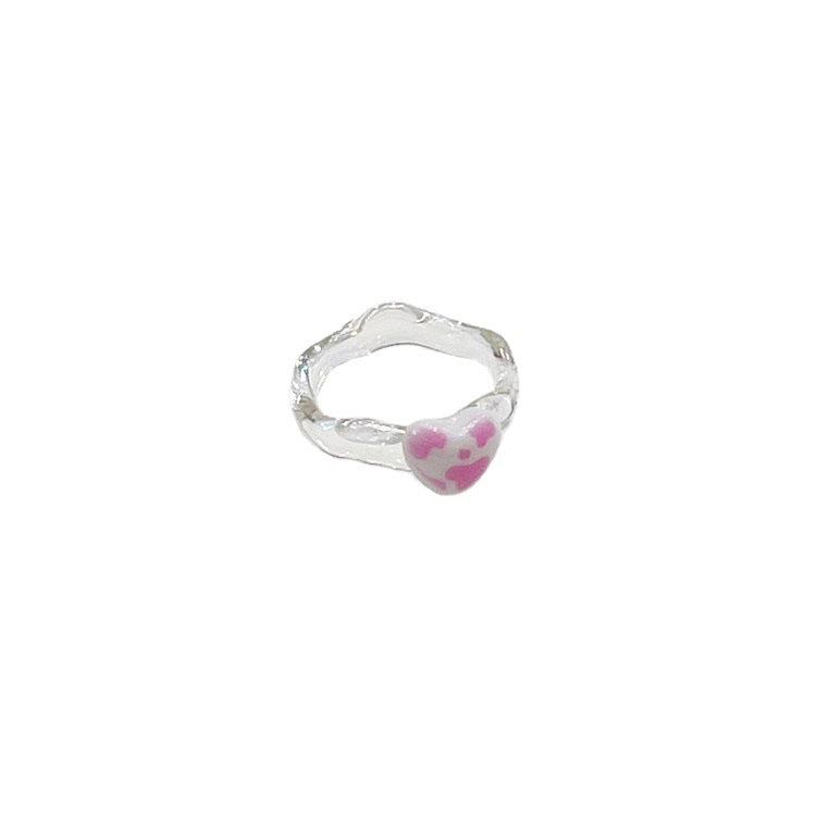 Resin Illusion AB Flower Peach Heart Ring MIC-WWHM029