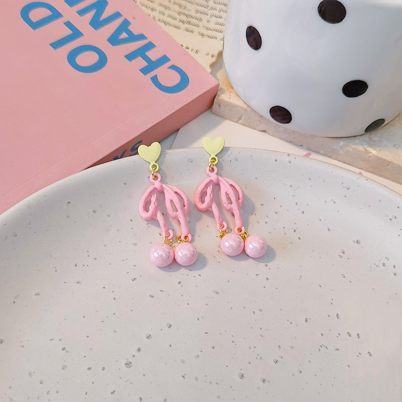 Alloy macaron pink earrings (Minimo de Compra 5) MIC-JiuY063