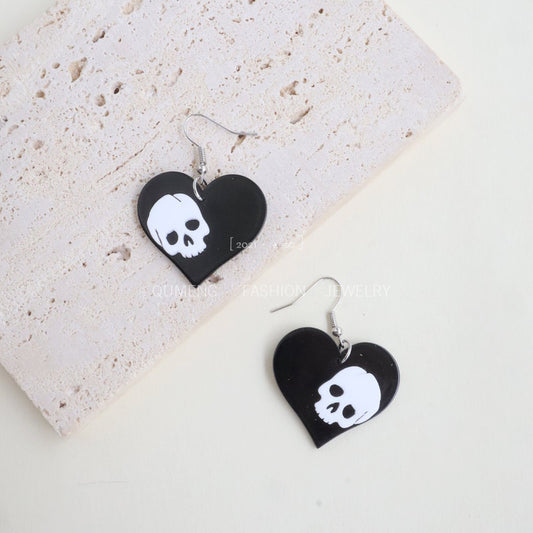 Acrylic Halloween love Skull Earrings (Minimo de Compra 3) MIC-OuG065