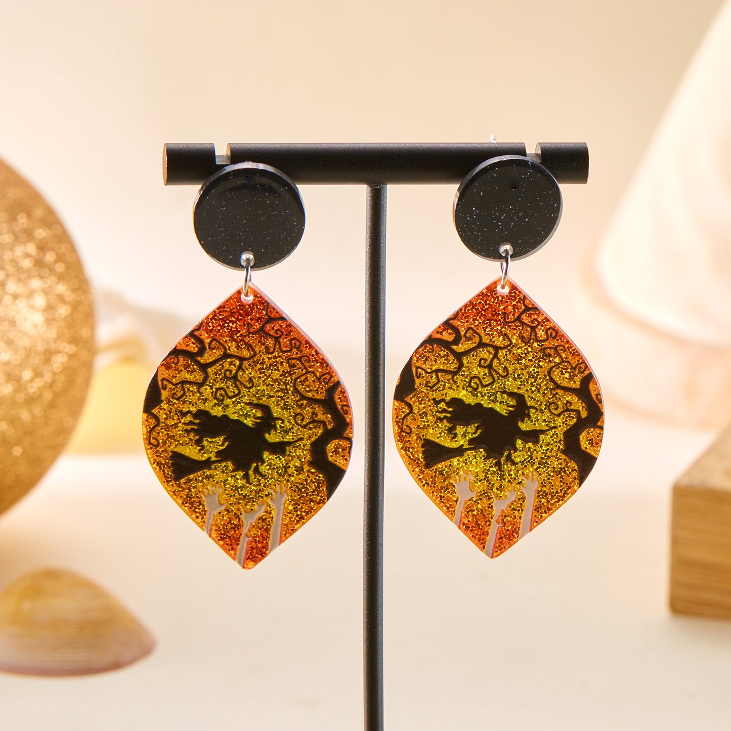 Alloy leaf carved pumpkin bat earrings MIC-ChuY006