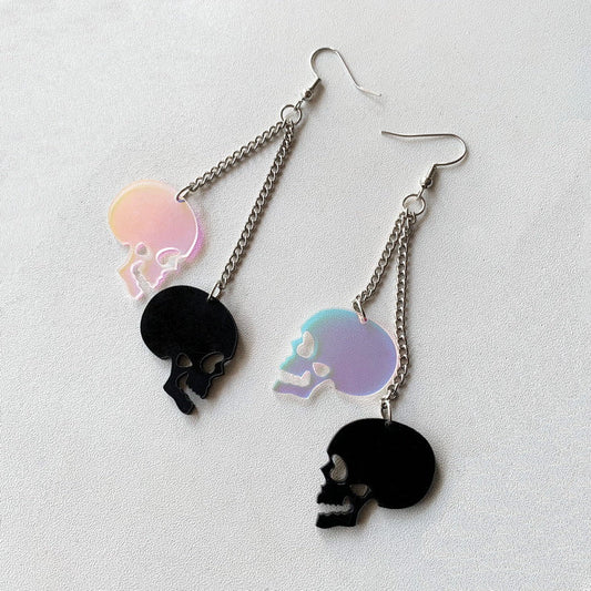 Acrylic Cut Vintage Skull Colorful Earrings XUEP031