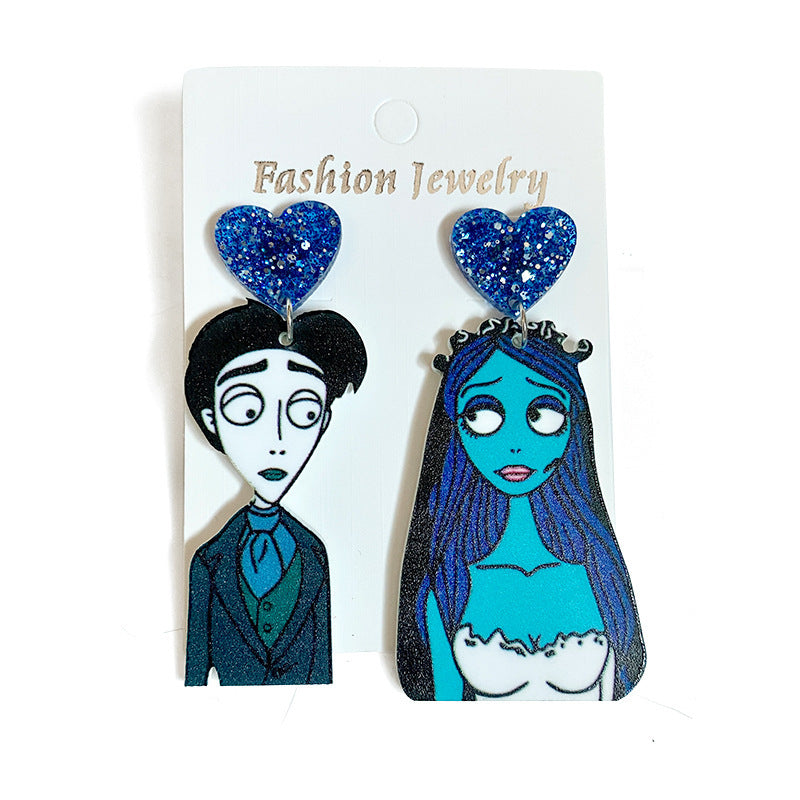 Acrylic Halloween Ghost Bride Earrings (Minimo de Compra 2) MYA-ShiY022