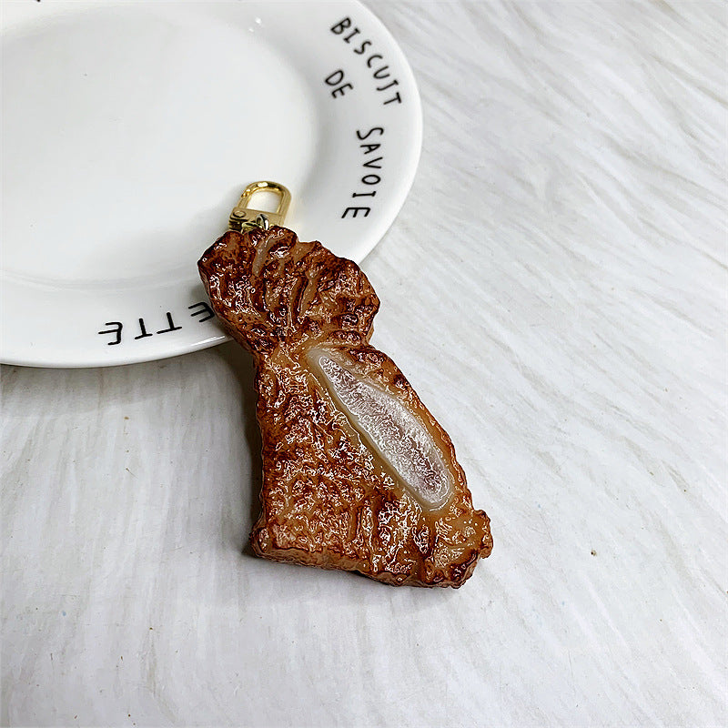 PVC Simulation Food Fried Chicken Drumstick Keychain DMF001