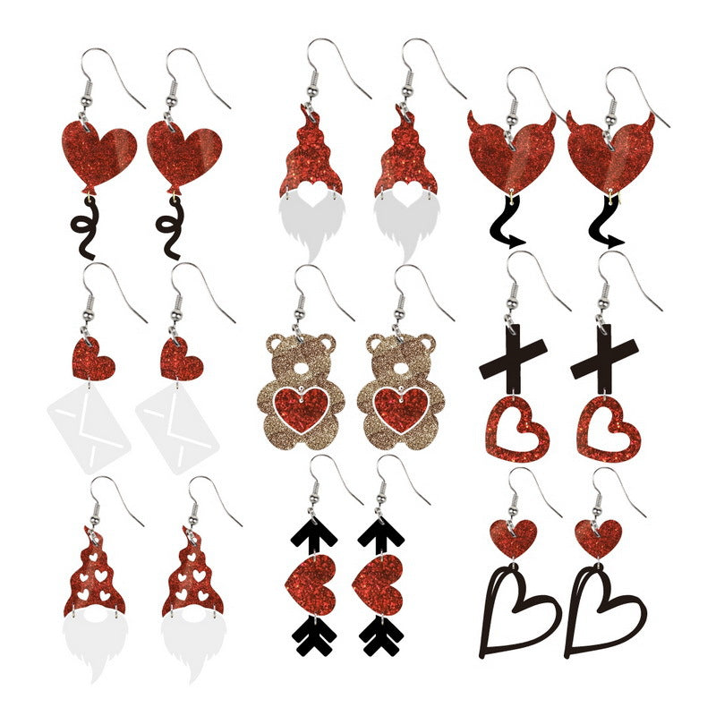 Acrylic Devil Love Bear Earrings MIC-XueP134