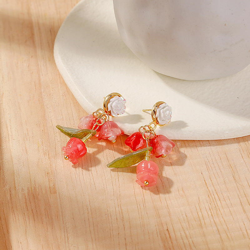 Alloy Sweet Bell Orchid Earrings MIC-MDD156