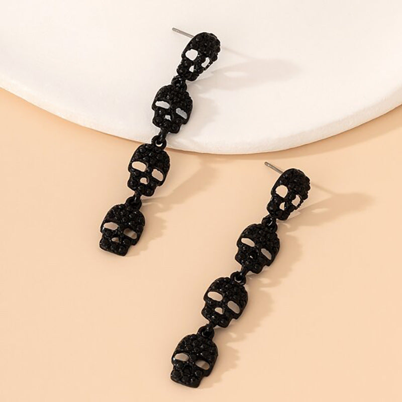 Alloy Skull Head Dark Earrings (Minimo de Compra 2) MIC-FuSu004